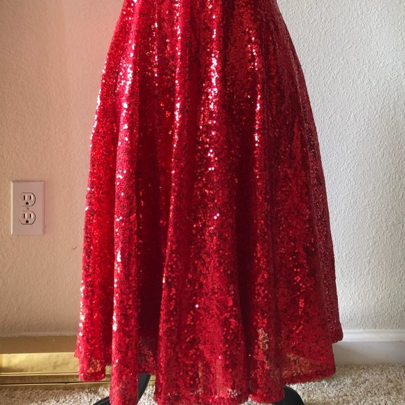 Women's Sequin Flared Cocktail Dress (Red, Size S) - Picture 4 of 4
